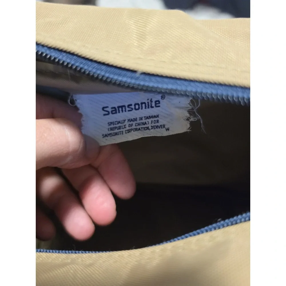 Vintage Samsonite Crossbody Travel Bag Tan Canvas Nylon Messenger Shoulder Bag